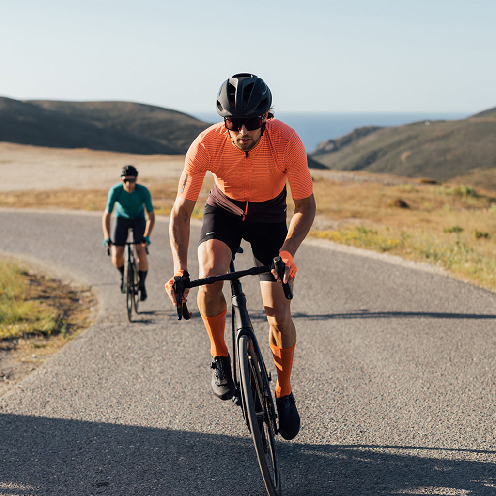 Santini classic fit cycling jersey with striped Italian polyamide fabric