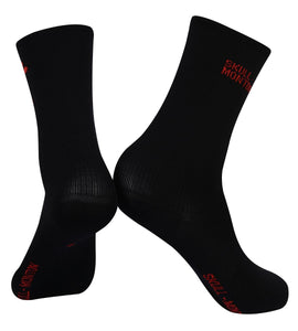 SKULL MONTON CYCLING SOCKS-BLACK-RED