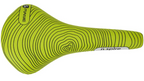 Smanie Nspire Saddle with a distinctive green stripe, showcasing a modern bicycle seat design