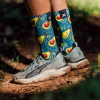 Avocado running crew socks with seamless toe and mesh upper