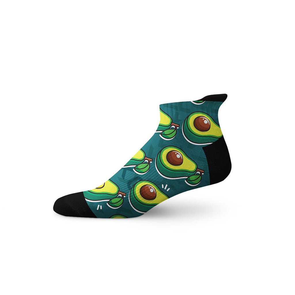 Avocado tab socks with anti-slip heel tab and seamless toe