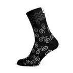 Cycling crew socks with breathable mesh and seamless toe