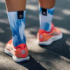 Blue gravel crew socks with breathable mesh