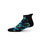 Blue and white tab socks with anti-slip heel tab