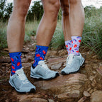 Pink cherry crew socks with breathable mesh upper