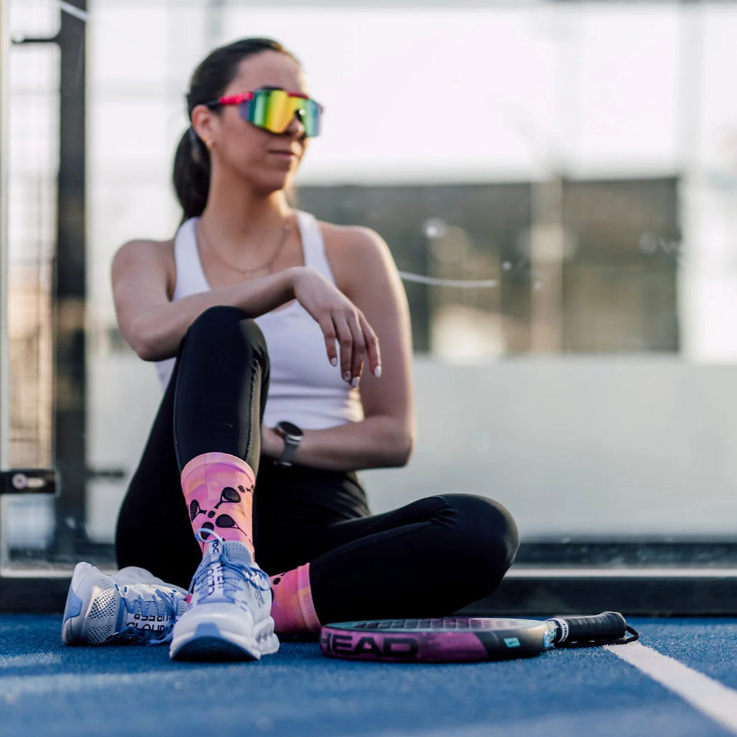 Performance padel socks with Y-shaped heel for anti-slip