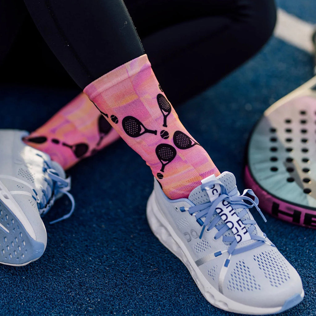 Breathable sports crew socks with seamless toe