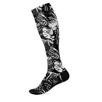 Sox Dinosaur Knee High Socks monochrome design