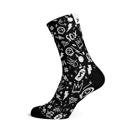 Sox Doodle Black Casual Crew Socks graffiti design