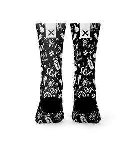 Sox Doodle Black Casual Crew Socks