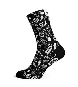 Sox Doodle Black Casual Crew Socks
