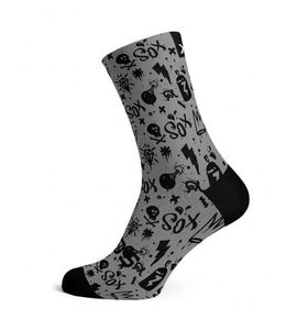 Sox Doodle Grey Casual Crew Socks