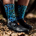 Sox Electric Leopard Blue leopard print crew socks for sports