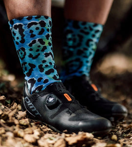 Sox Electric Leopard Blue Casual Crew Socks