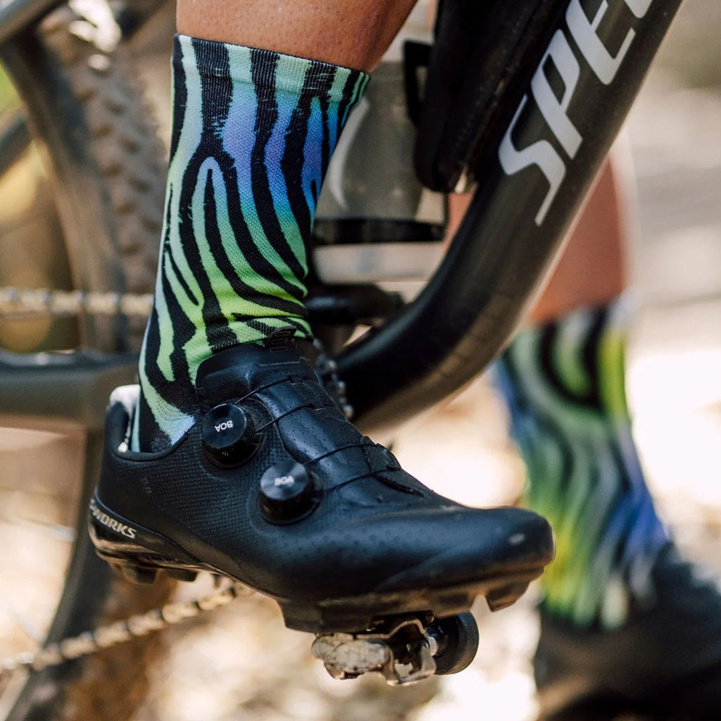 Sox Electric Zebra Green Casual Crew Socks