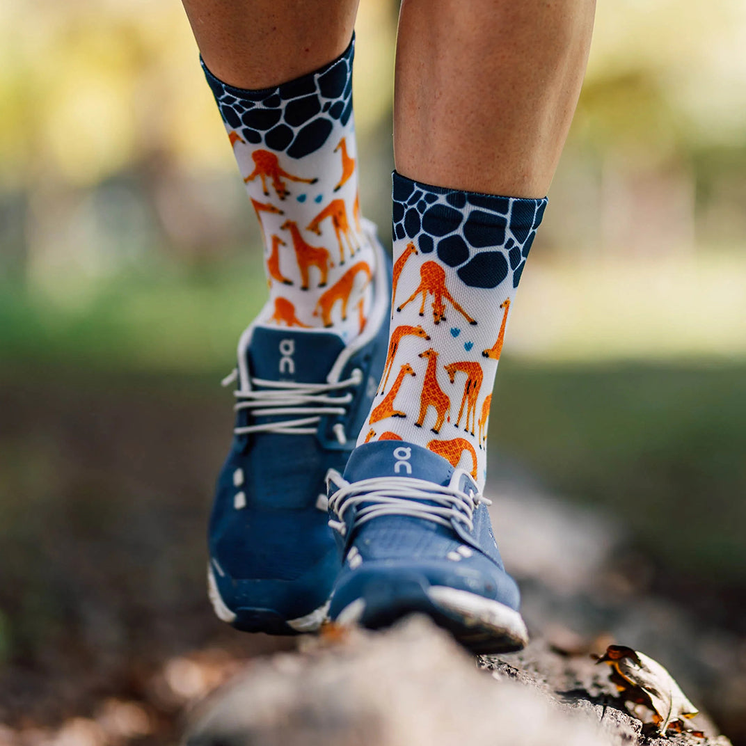 Giraffe print crew socks by Sox Footwear for everyday wear