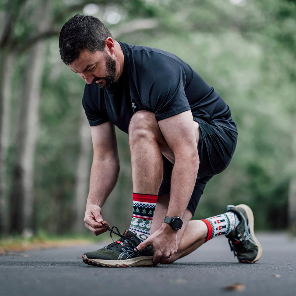 Christmas crew socks for cycling and sports featuring nutcracker pattern