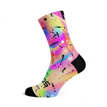 Holographic casual crew socks for cycling and sports