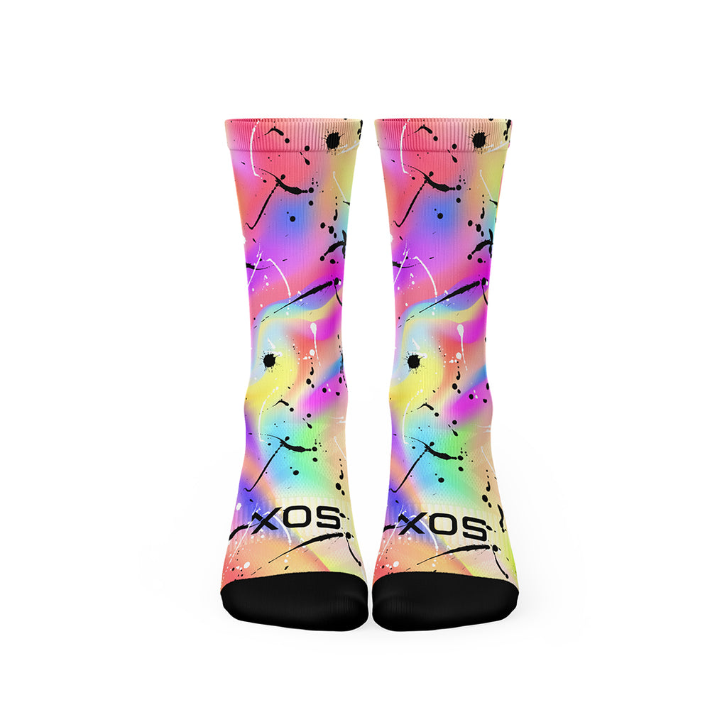 Colourful holographic crew socks with breathable mesh