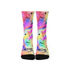 Colourful holographic crew socks with breathable mesh
