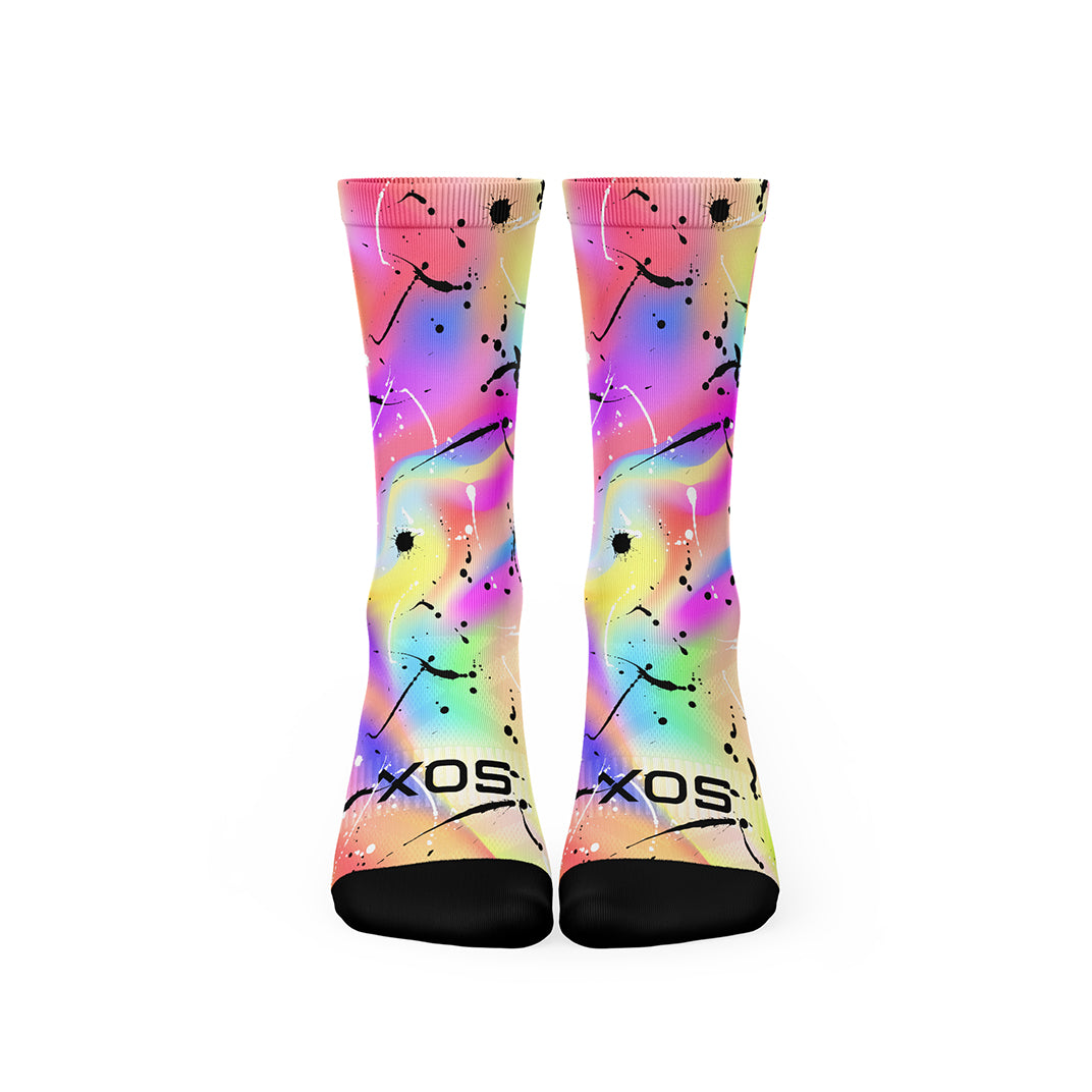 Colourful holographic crew socks with breathable mesh