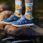 Bee themed crew socks with breathable mesh design