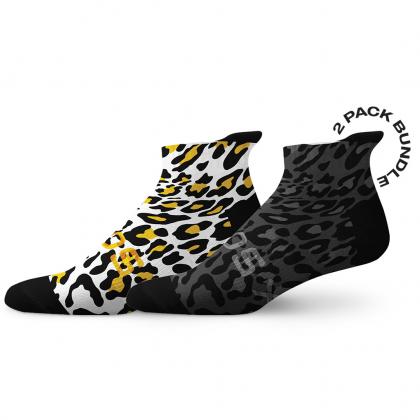 Leopard tab socks pack of 2 for cycling and running