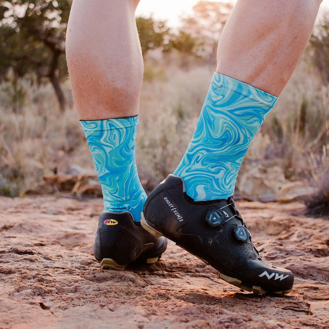 Blue marble pattern Sox crew socks