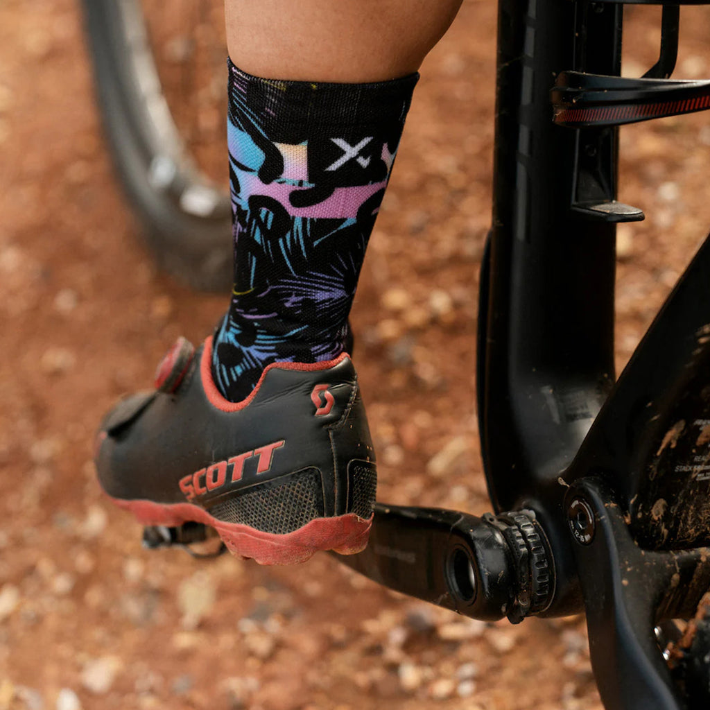 Black Sox crew socks with pastel colour design
