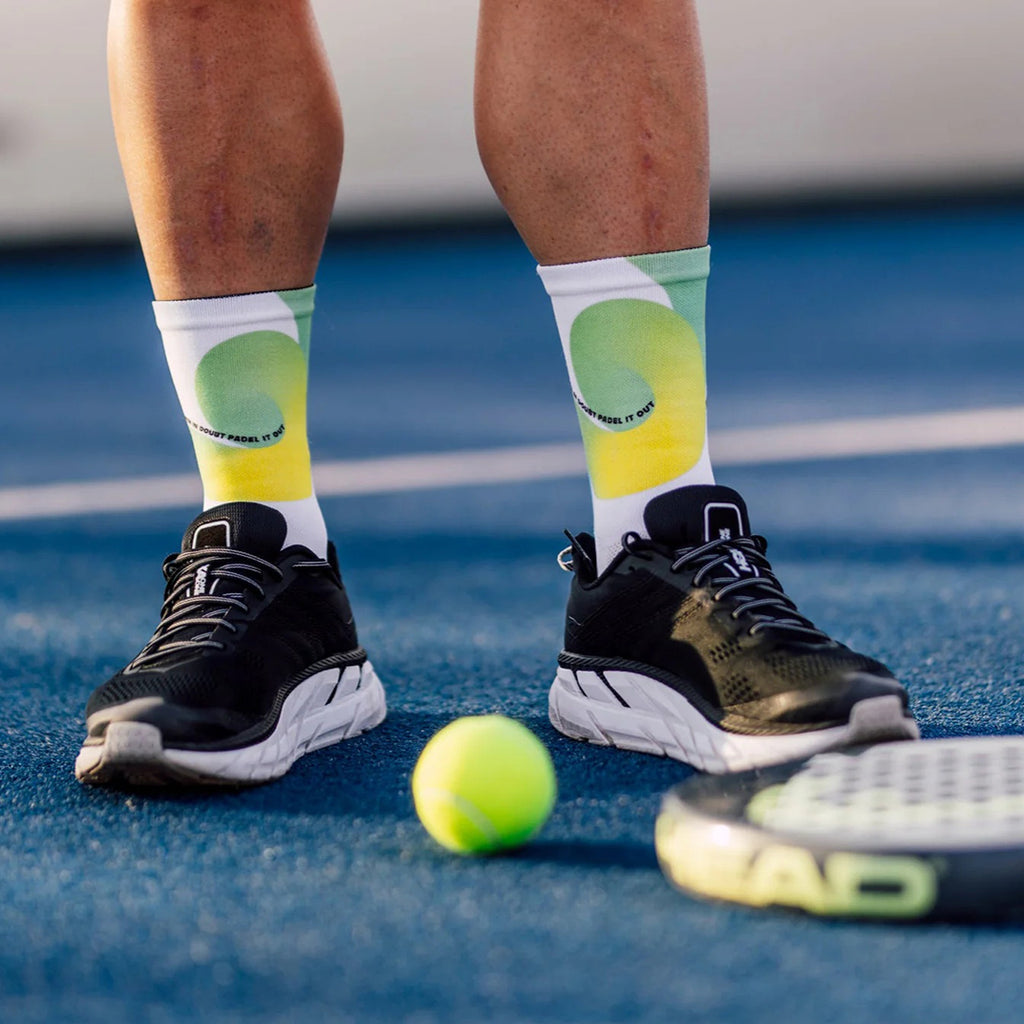 Lightweight PolyLon36 padel socks with seamless toe