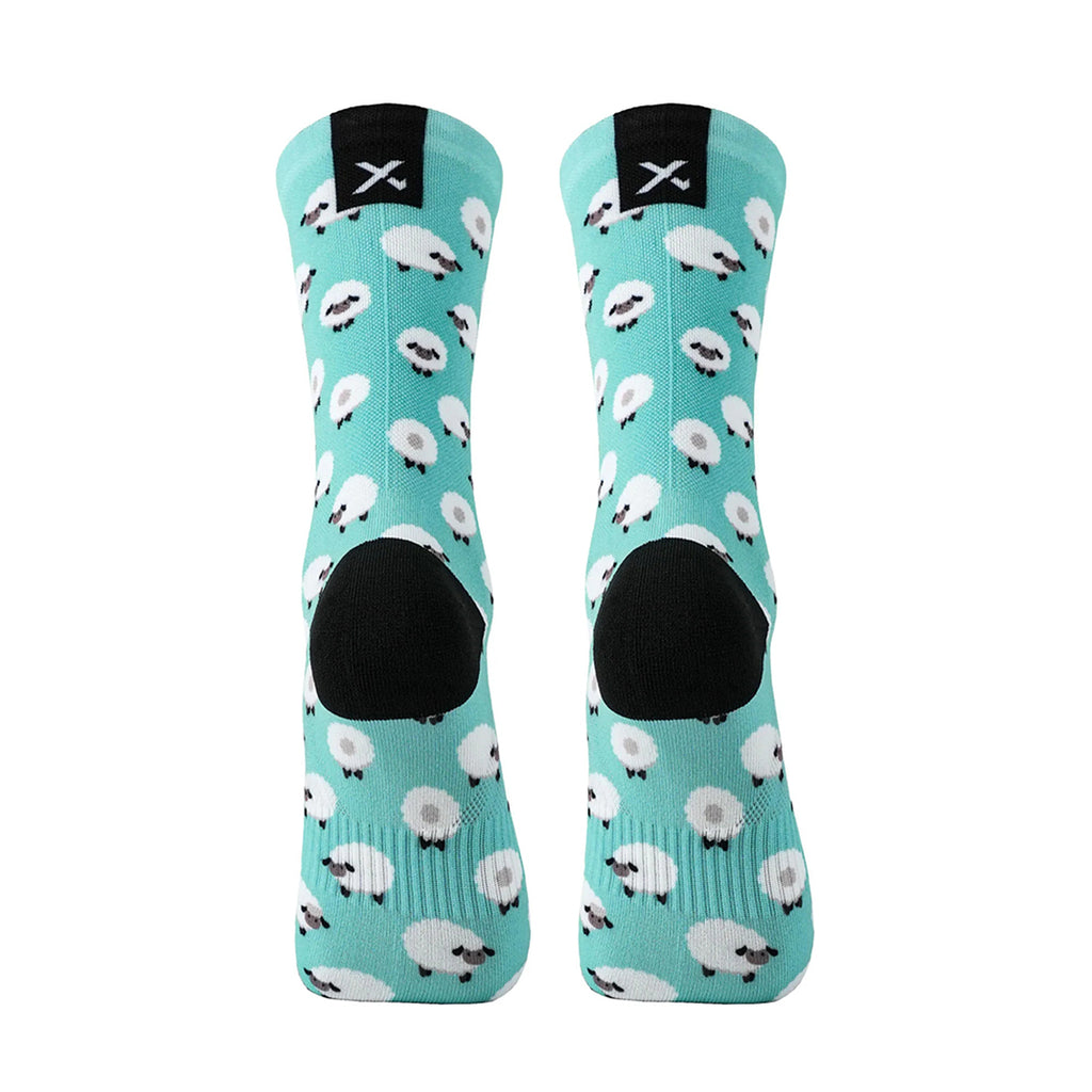 Breathable mesh casual crew socks with sheep print