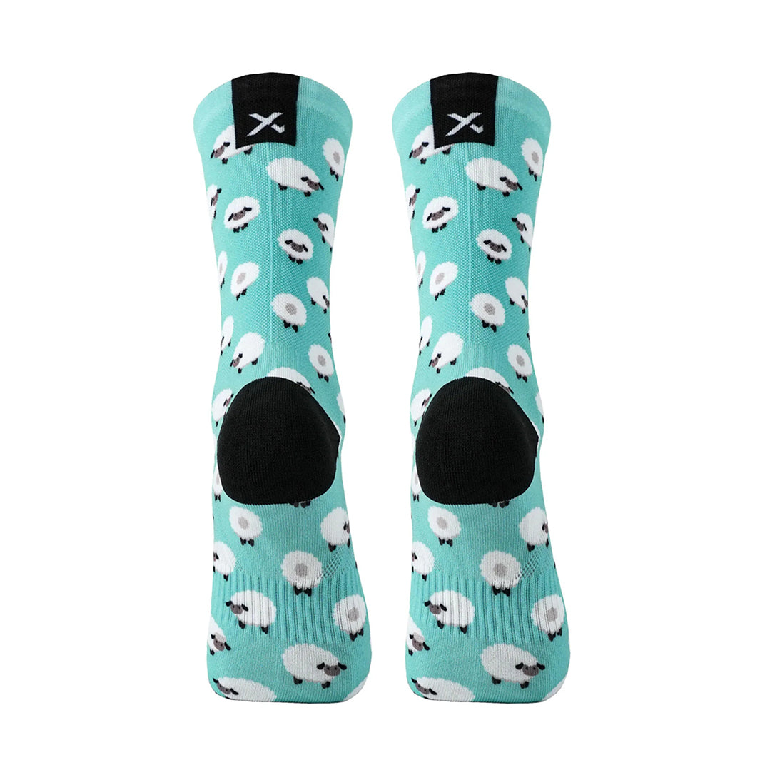 Breathable mesh casual crew socks with sheep print