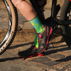 Lightweight green crew socks with breathable mesh fabric
