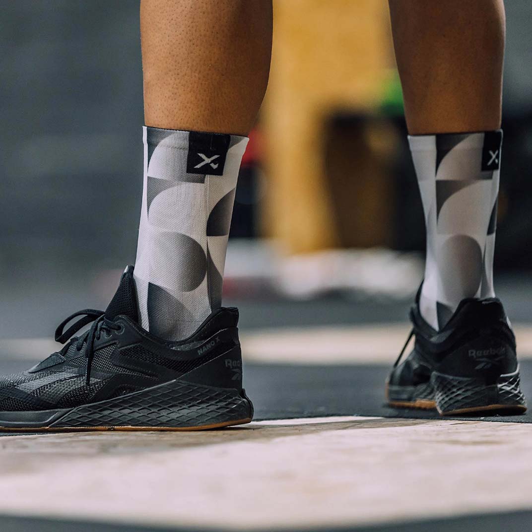 Lightweight silver crew socks with breathable mesh ventilation
