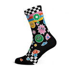 Sox Sticker casual crew socks with retro sticker design