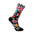 Colourful sticker crew socks for cycling and sports