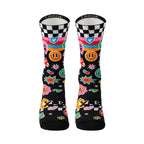 Lightweight crew socks with seamless toe and fun graphics