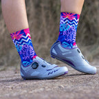 Colourful tropical crew socks for cycling and everyday wear