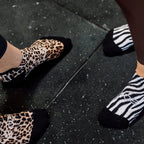 Wild Animals tab socks with animal print and solid colour