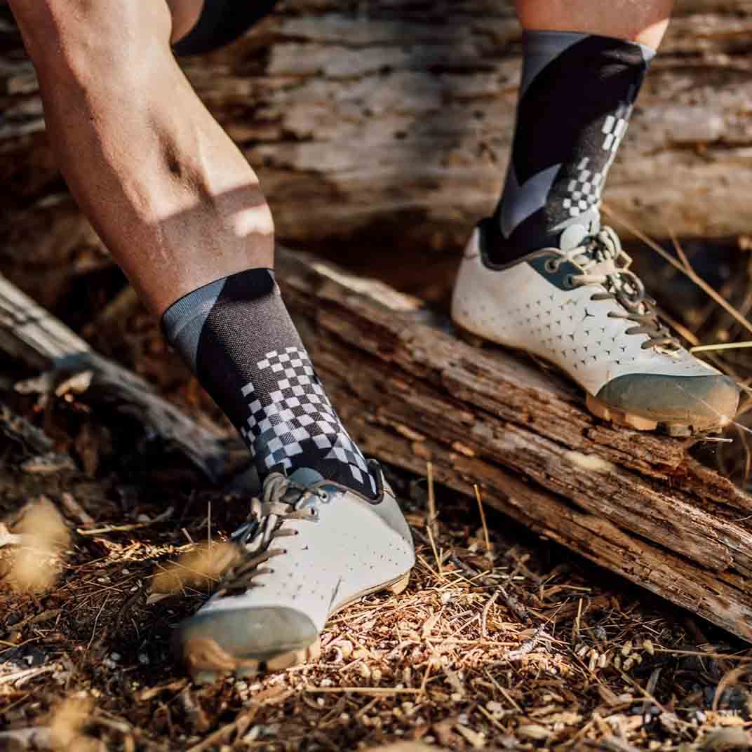 Black minimalist cycling crew socks for everyday wear