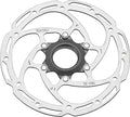 A silver Tektro TR-35 disc brake rotor with a two-piece design and Center-Lock mounting system.