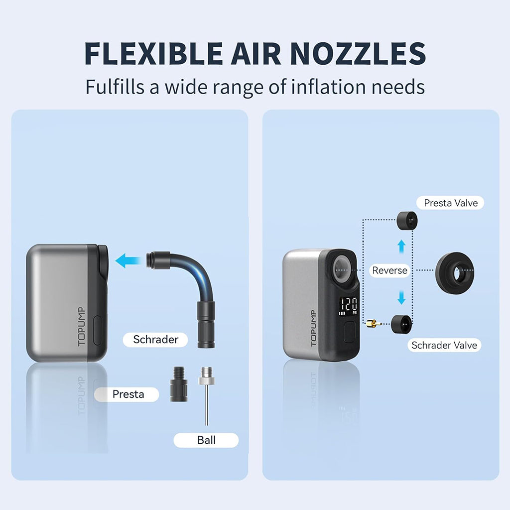 Topump AS200 Pro compact mini pump with Presta and Schrader compatibility