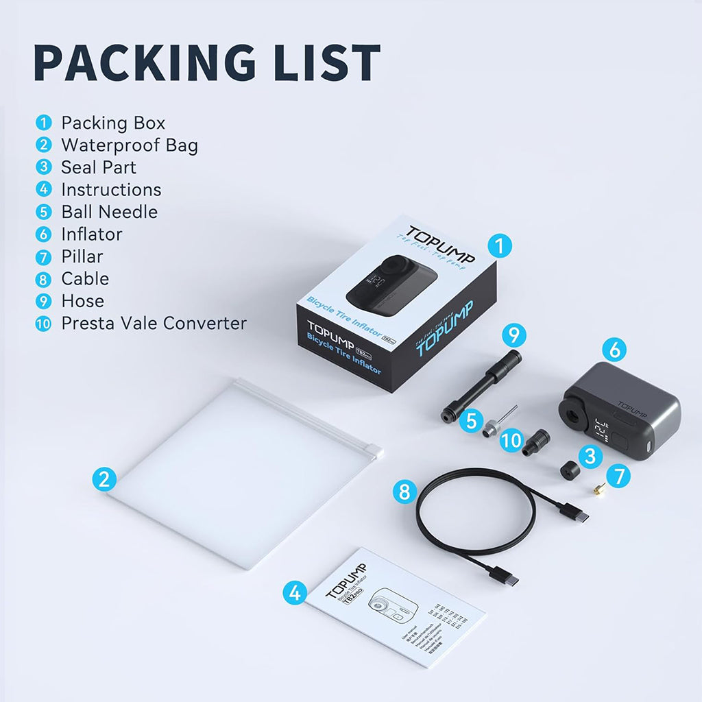 Topump AS200 Pro electric bike pump with USB-C fast charging