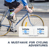 Cyclist using Topump AS200 Mini Pump for quick road bike tire inflation