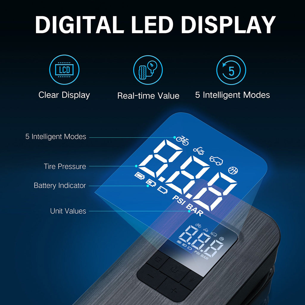 Topump TP100 portable air pump with built-in emergency LED light