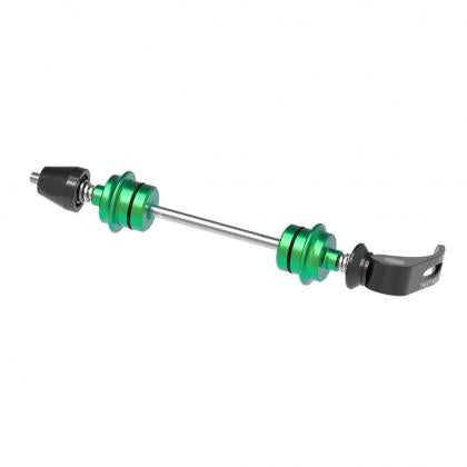 Green and black metal rod with a black handle, part of the TreeFrog Aluminium Plug Set for universal fork mount bracket