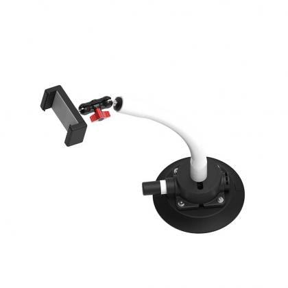  Black and white TreeFrog phone holder with a striking red cord, complete with a camera adapter for easy use.