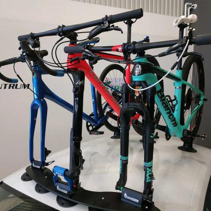  Three bikes securely mounted on a car using the TreeFrog Pro 3 Bike Rack.