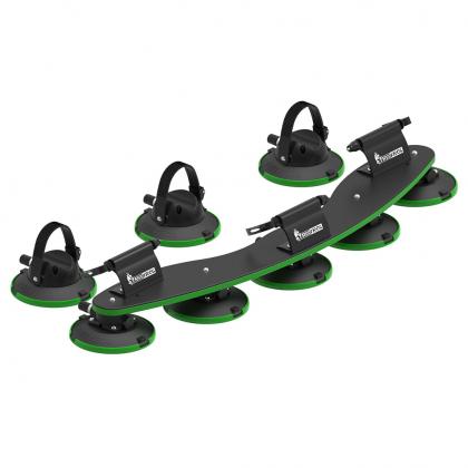 Side view of the TreeFrog Pro 3 Bike Rack with six suction cups and fork mounts