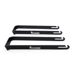 TreeFrog L2 Front Wheel Holder – Set of black metal brackets with TreeFrog logo for securing front wheels on Elite 2 Pro 2 bike racks